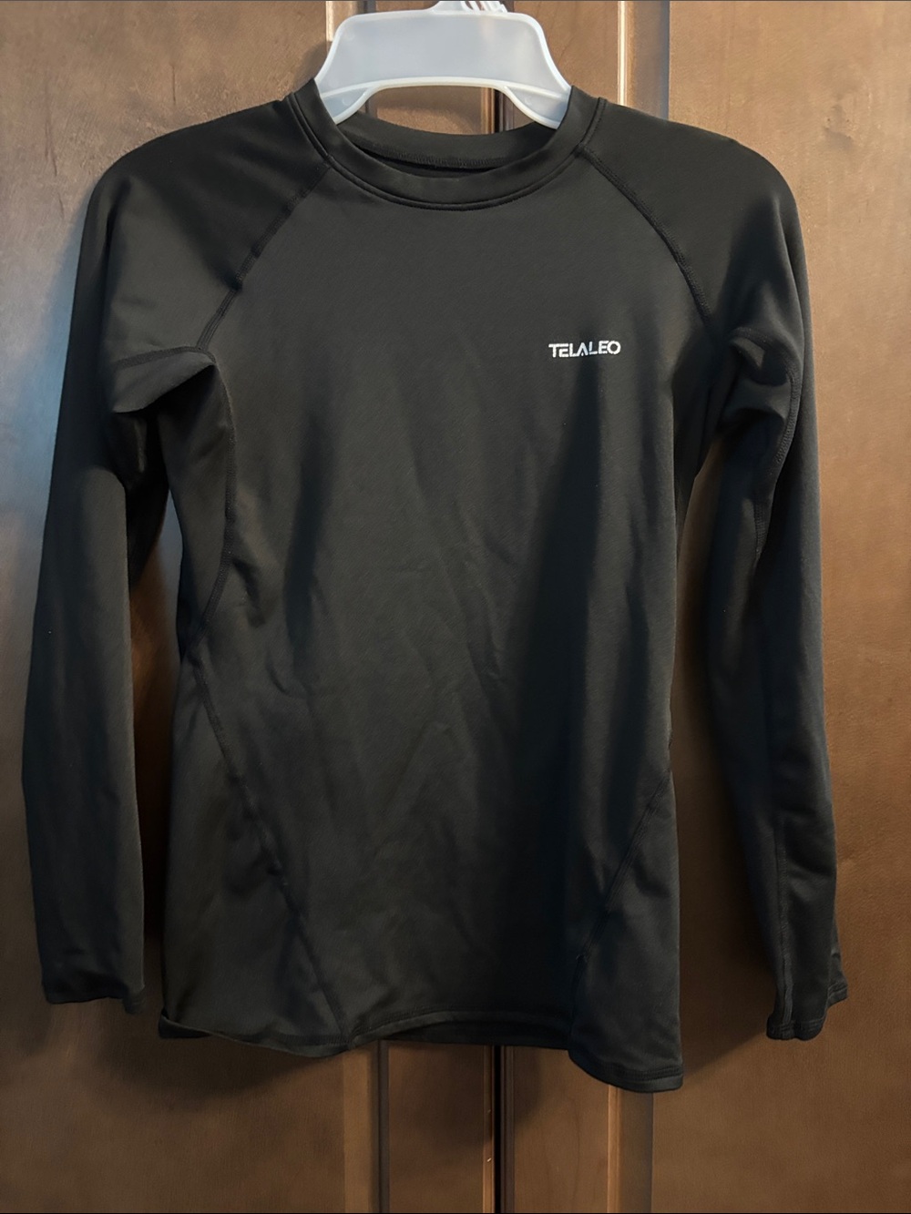 TELALEO Black Long Sleeve Fleece Lined Performance Top